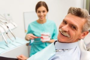 Older man with dental implants