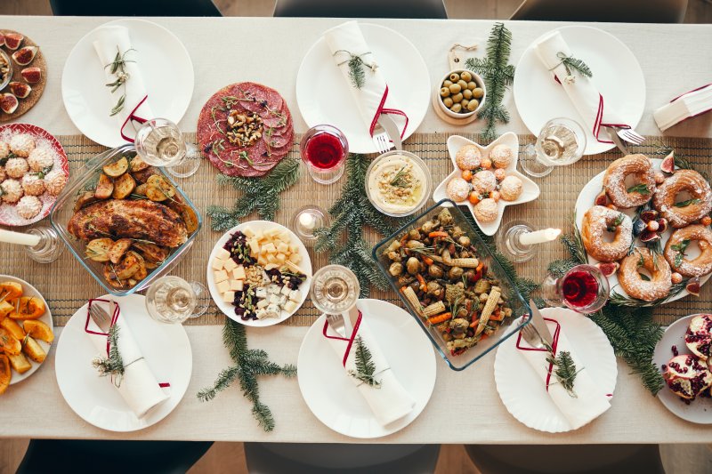 holiday foods on table