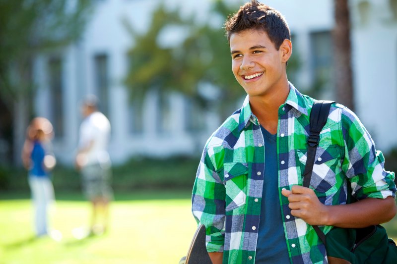 A man at college with good oral health 